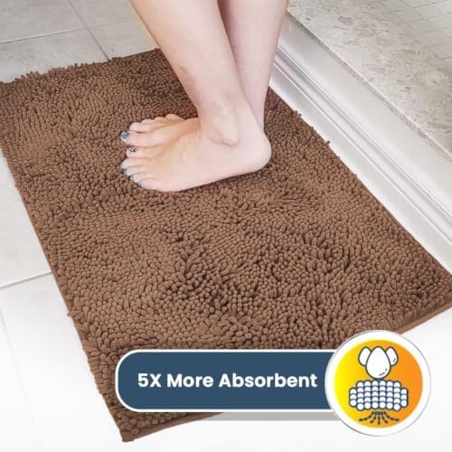 Muddy Mat® | Super Water Absorbent Door Mat Indoor, Microfiber Quick Dry Chenille Entryway Rug, Slip Resistant Front Door Mat, Indoor Mats for Entryway, Machine Washable Pet Rug, Mocha 26" x 42"