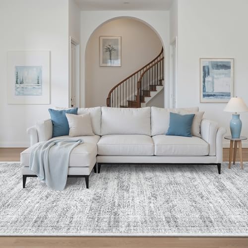 Soalmost Washable Hallway Runner Rug 4x12 Kitchen Entry Rugs Non-Slip, Grey
