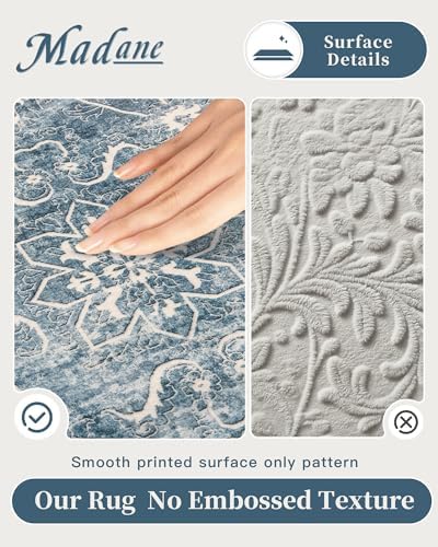 Madane 8x10 Area Rugs for Living Room, Washable Soft Rug Blue
