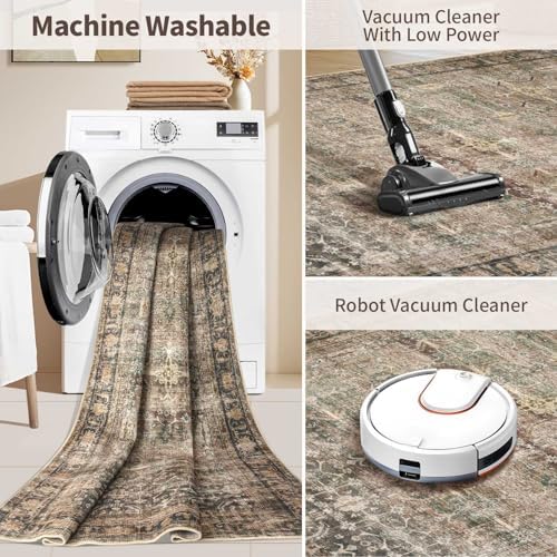 Rugxara 4x6 Area Rug for Living Room Bedroom Washable Rug, Brown