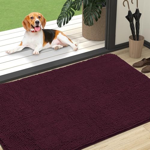 OLANLY Dog Door Mat for Muddy Paws 47x32, Super Absorbent Chenille Mud Mat