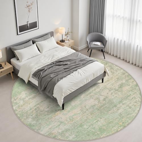 Round Area Rug Living Room: 8 ft Modern Washable Indoor Carpet