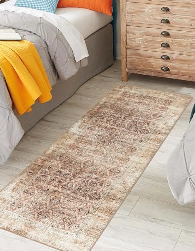Keen Home Design Vintage Washable Runner Rug, Non-Slip Low Pile, 2x10