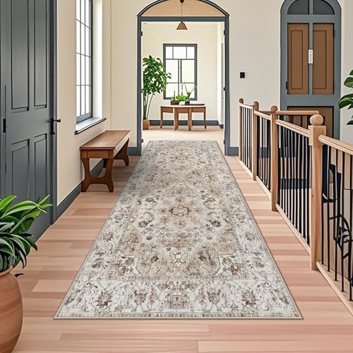 Washable Hallway Runner Rug 4x10: Non Slip Runner Rugs with Rubber Backing