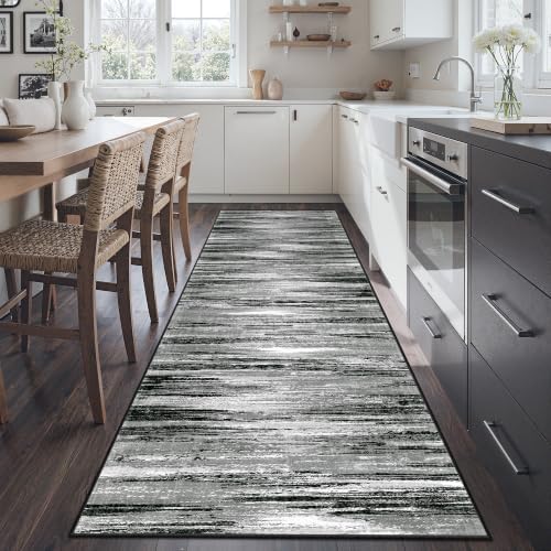 2'6 x 8' Runner Rug Non Slip,Washable Kitchen Rugs,Black