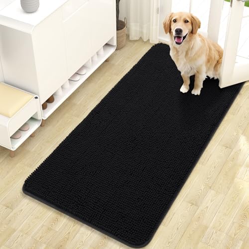 OLANLY Dog Door Mat for Muddy Paws 47x24, Super Absorbent Chenille Mud Mat