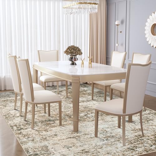 XLUEZ 6x9 Area Rugs for Living Room, Washable Modern Abstract Large Area Rug Neutral Soft Non Slip Kids Rug Stain Resistant Indoor Carpet for Bedroom Nursery Dining Room Playroom(Brown, 6'x9')