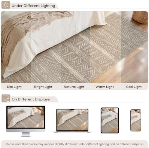 Nakagishi Area Rug Living Room Rugs: 3X8 Machine Washable Boho Large Neutral Farmhouse Stain Resistant Moroccan Indoor Floor Carpet for Bedroom Nursery Dorm Dining Room Home-Dark Brown