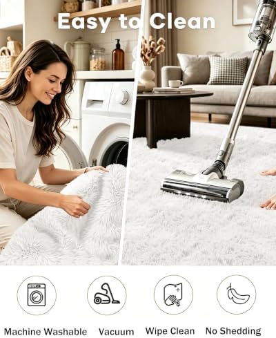 Smiry Area Rugs for Living Room Bedroom 2x6 ft, Fluffy Washable Carpet