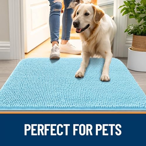 OLANLY Dog Door Mat for Muddy Paws 24x16, Super Absorbent Chenille Mud Mat