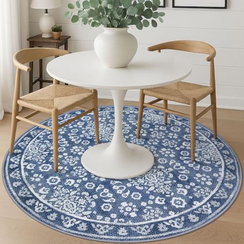 Vintage Washable Large Round Rug 6ft Circle Rug for Living Room
