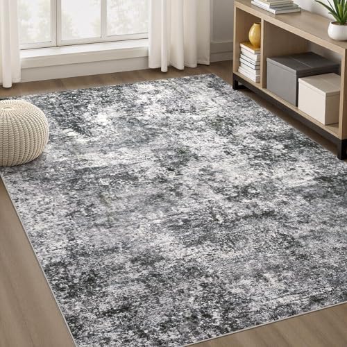 DMOYEST Area Rug Living Room Rugs 5x8 Washable Abstract Grey Carpet