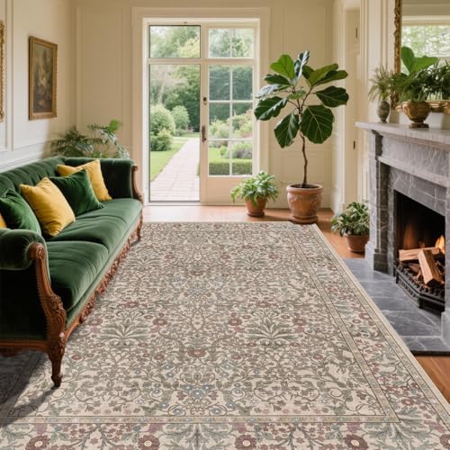 5x7 Washable Area Rugs for Living Room Soft Carpet (Moss)