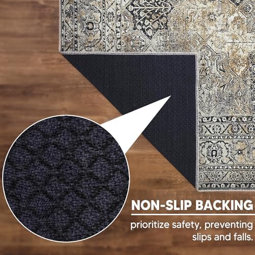 Keen Home Design Vintage Washable Entryway Rug, Non-Slip Low Pile, 3x5