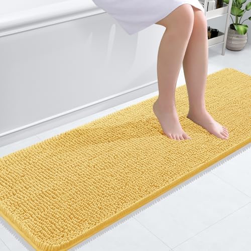 OLANLY Bathroom Runner Rugs 59x20, Extra Soft Absorbent Chenille Bath Rugs