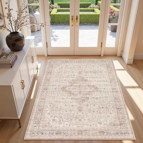 Rugxara 3x5 Entryway Rug,Pink Vintage Boho Bedroom Area Rug