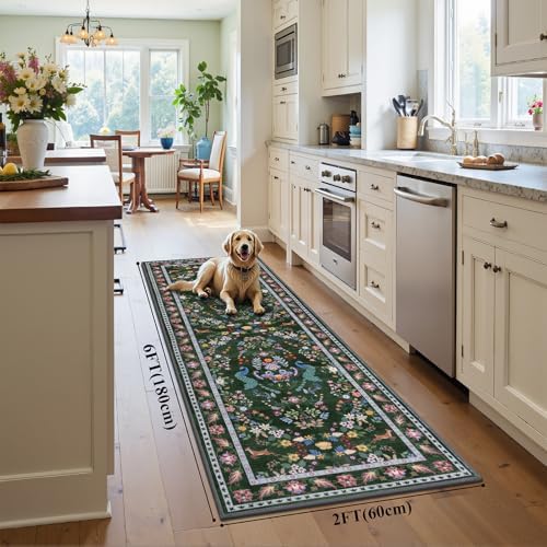 HEBE Hallway Runner Rug 2'x6', Washable Non Slip Kitchen Rug Runner