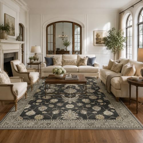 9x12 Area Rugs Washable Large Vintage Rug for Living Room Bedroom