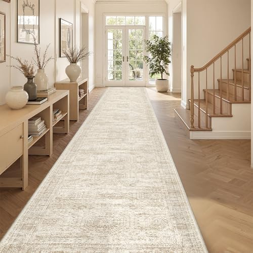 3x20 Runner Rug Non Slip,Washable Hallway Runner Rug,Beige
