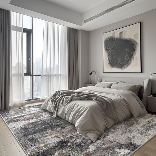 BEIMO Area Rugs 10x14 for Living Room, Dark Grey Washable Abstract Rug