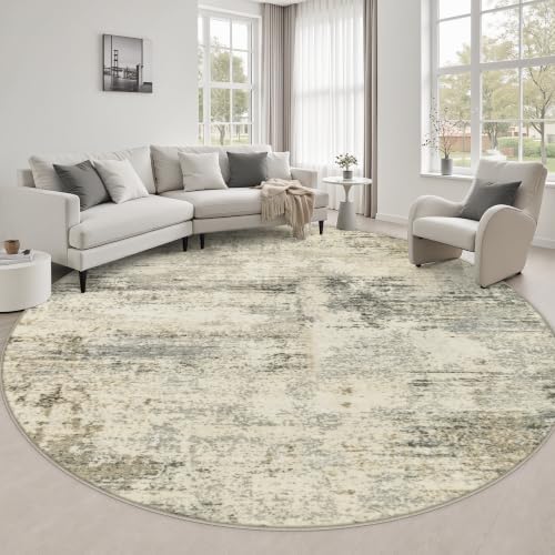 Round Area Rug Living Room: 6 ft Modern Washable Indoor Carpet