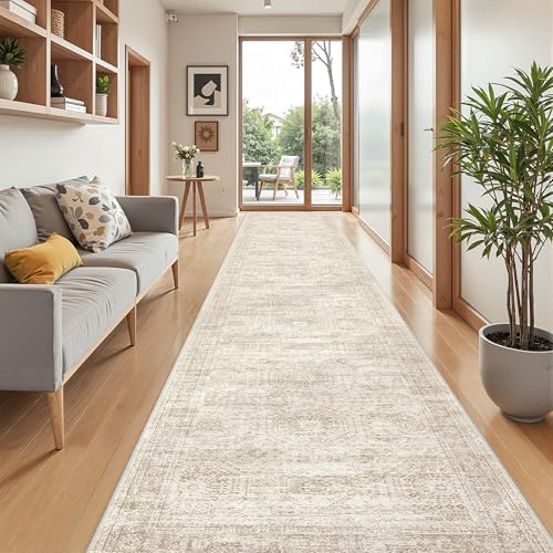 2'6 x 14' Runner Rug Non Slip,Washable Kitchen Rugs,Beige