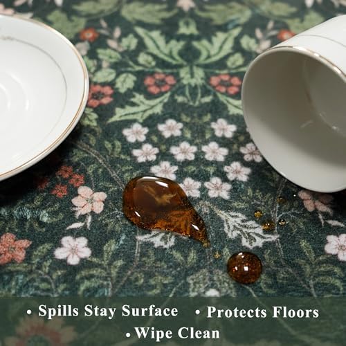 3 Piece Kitchen Rug Set, Washable Non-Slip Kitchen Mats for Hardwood Floor, Boho Farmhouse Kitchen Runner Rug for Sink,Entryway & Hallway & Bathroom (Dark Green, 2x3+2x4+2x5)