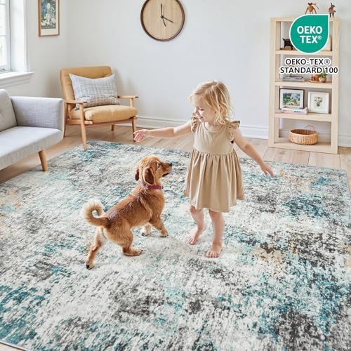 9x12 Area Rugs for Living Room Large Washable Abstract Rug Multi Color