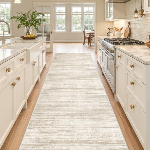 2'6 x 10' Runner Rug Non Slip,Washable Kitchen Rugs,Brown