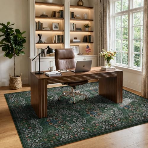 Lahome Floral Washable 6x9 Area Rugs, Soft Green Bedroom Living Room Rugs