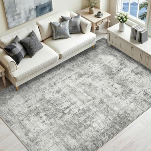 Washable 4'x6' Abstract Area Rug for Bedroom Living Room