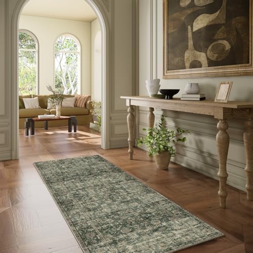 Washable Kitchen Rug Runners for Hallways: 2'x6' Entryway Rug with Non Slip Backing Low Pile Soft Indoor Floor Carpet Runner for Hallways Kitchen Laundry Room Bathroom Bedroom