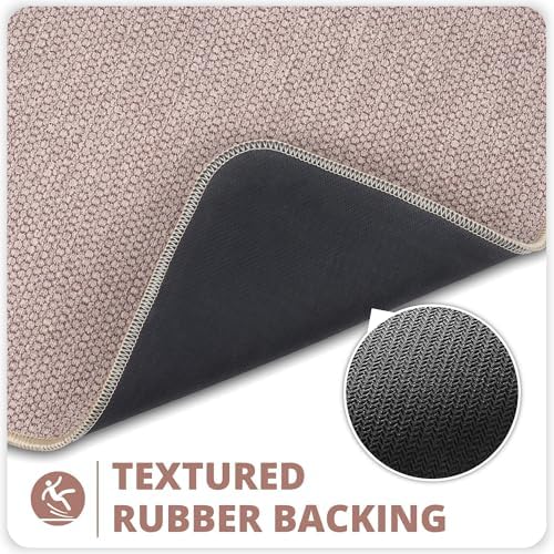 Bath Mat,Ultra Thin Bathroom Runner Rugs,Large Bath Mats for Bathroom,Quick Dry,Non-Slip,Machine Washable,Low Pile,Bath Rug,Shower Outside,Sink,Home Decor Accessories.Beige,1'5"x4'11"（17x59inch）