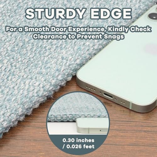 EARTHALL Washable Area Rug, Non Slip Entryway Rug, 4x5 Ft, Turquoise/Gray