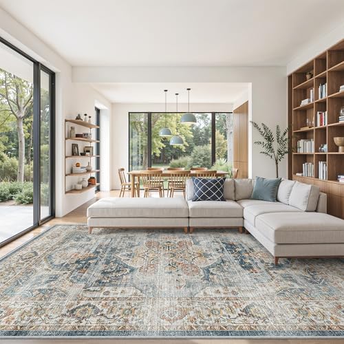 befbee 9x12 Area Rugs for Living Room, Washable Vintage Non Slip Rug