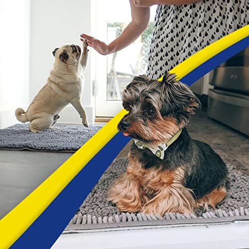 Muddy Mat® | Super Water Absorbent Door Mat Indoor, Microfiber Quick Dry Chenille Entryway Rug, Slip Resistant Front Door Mat, Indoor Mats for Entryway, Machine Washable Pet Rug, Grey 30"x19"