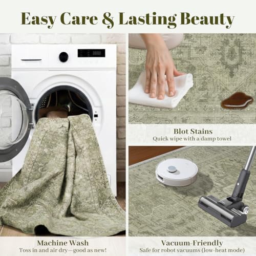 Homemate Washable Rug 9x12 Area Rugs - Vintage Rugs for Living Room