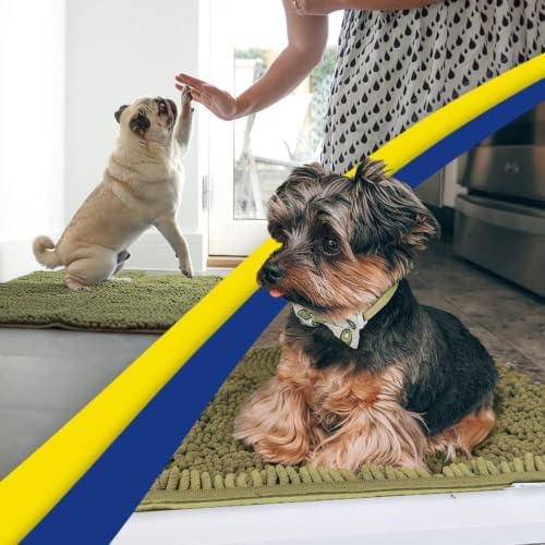Muddy Mat® | Super Water Absorbent Door Mat Indoor, Microfiber Quick Dry Chenille Entryway Rug, Slip Resistant Front Door Mat, Indoor Mats for Entryway, Machine Washable Pet Rug, Sage 32" x 40"