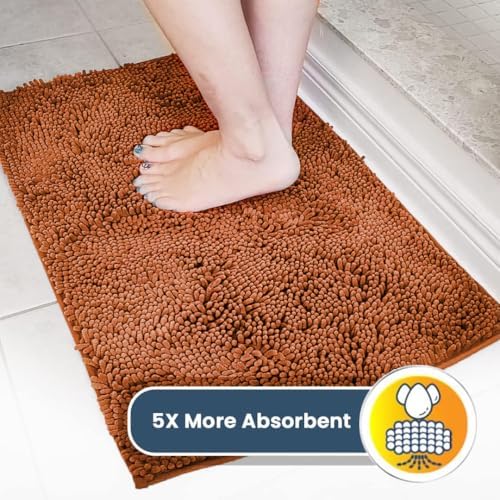 Muddy Mat® | Super Water Absorbent Door Mat Indoor, Microfiber Quick Dry Chenille Entryway Rug, Slip Resistant Front Door Mat, Indoor Mats for Entryway, Machine Washable Pet Rug, Orange 24"x36"