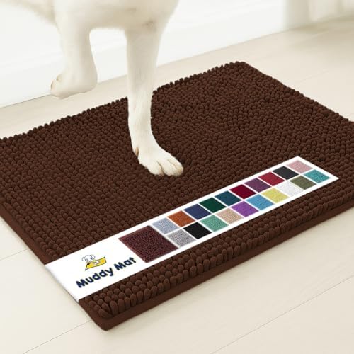 Muddy Mat® | Super Water Absorbent Door Mat Indoor, Microfiber Quick Dry Chenille Entryway Rug, Slip Resistant Front Door Mat, Indoor Mats for Entryway,Machine Washable Pet Rug, Choco Brown 6ft x 9ft