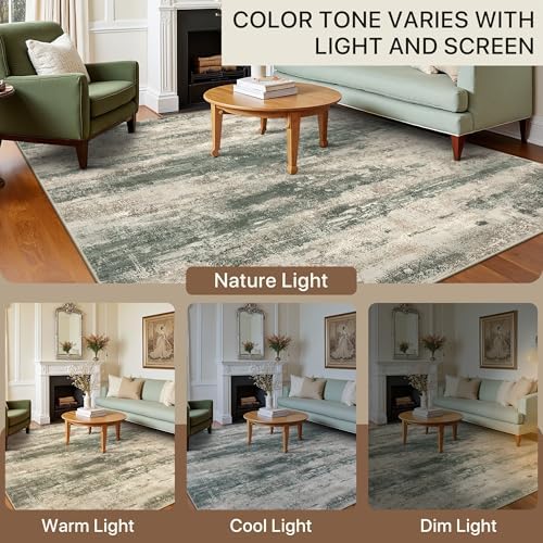BEIMO Green 2'6"x6 Runner Rug for Hallway, Washable Abstract Reversible Rug