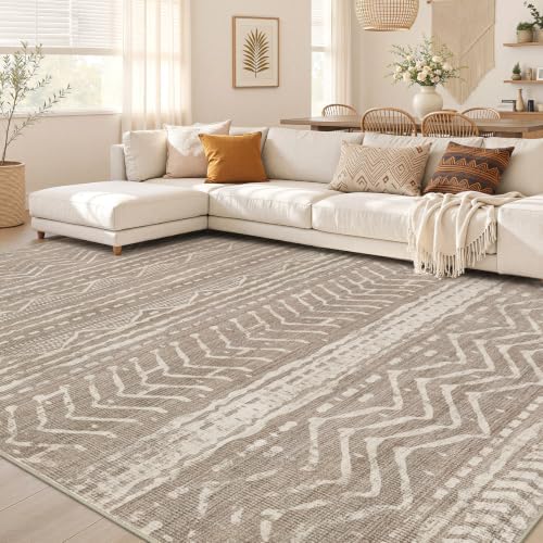 Nakagishi Boho 7x9 Area Rug Living Room Rugs Machine Washable Dark Brown