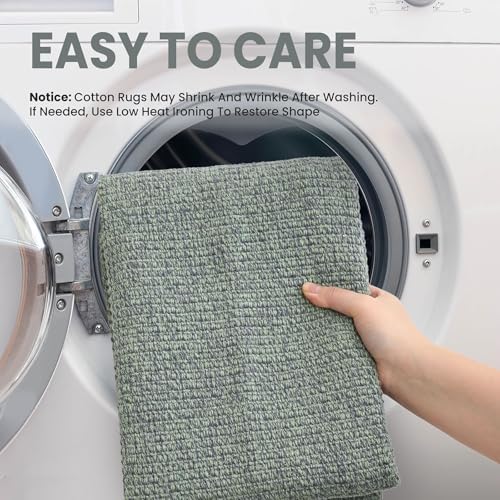 EARTHALL Washable Runner Rug, Non Slip Entryway Runner, 2x5 Ft, Green/Grey