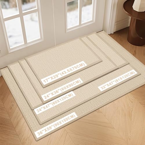 LEKEEPGO Door Mat 32"x47", Non Slip Washable Indoor Door Mat, Khaki