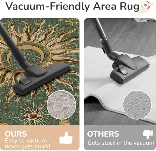 Vacuum-Friendly, 6x9 Washable Area Rug, Green Brown