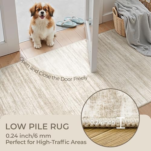 2x12 Runner Rug Non Slip,Washable Hallway Runner Rug,Brown
