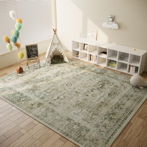 Area Rugs 9x12 Living Room: Washable Bedroom Rug Non Slip Boho Large Carpet