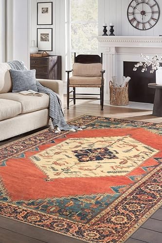 Keen Home Design Vintage Washable Area Rug, Non-Slip Low Pile, 8x10