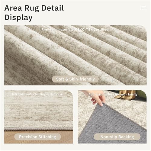 Soalmost Washable 4x10 Hallway Runner Rug Non-Slip Kitchen Entry Rugs Beige