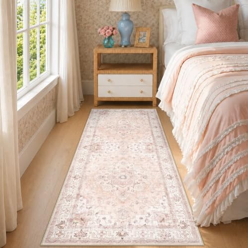 CAPALOCA Runner 2x10 Washable Nursery Girls Low Pile Area Rug Pink